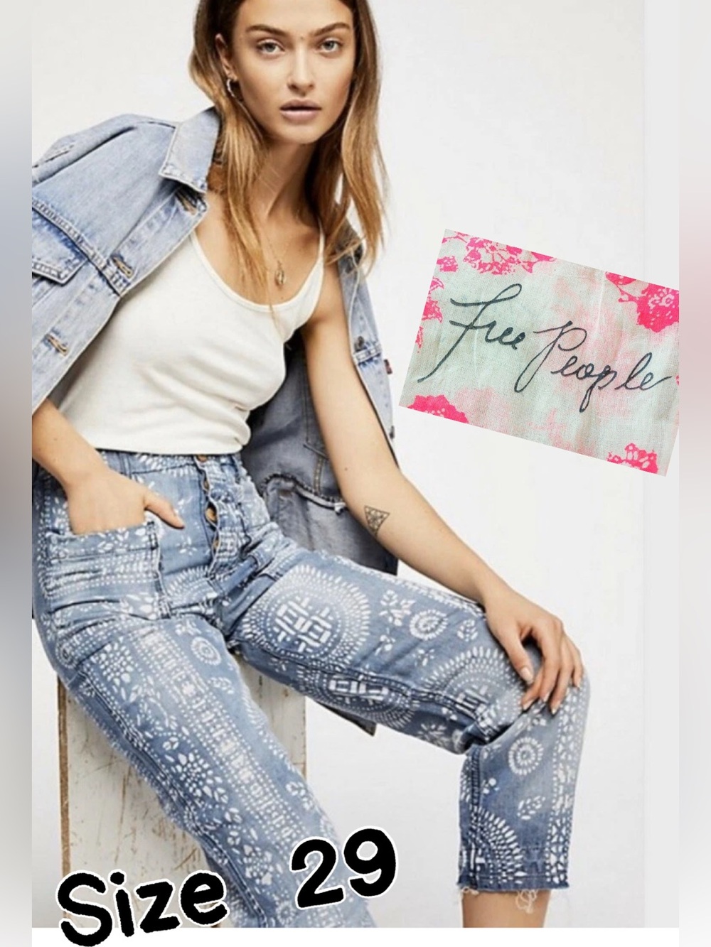 🌸Free People Size 29 “Blue Island Vibes” Capris